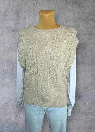 Pull a col rond vintage torsadé tressé beige acec manche chemise | Taille S | pf94, merk: Vintage Dressing, staat: Heel goed, maat: S / 36 / 8, € 10,95, € 12,20 inclusief Kopersbescherming Pro