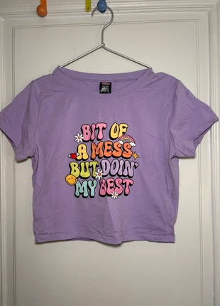Lilac Graphic Crop Tee, brand: cherry kitten, condition: Very good, size: M / 38 / 10, €12.00, €13.30 includes Buyer Protection