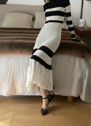 Robe Chic Rayée Col Montant - Style Français Élégant Hiver/Soirée - 884, marca: uikol, estado: Muito bom, tamanho: S / 36 / 8, €45.99, €48.99 inclui Proteção do Comprador Pro