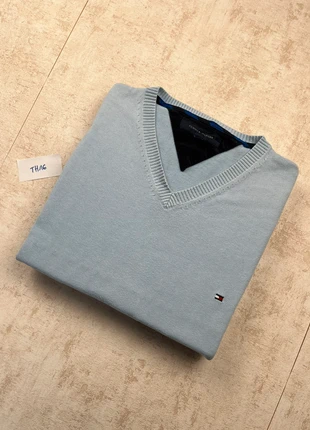 Pull Tommy Hilfiger col V uni - taille XXL - bleu clair - logo brodé, marca: Tommy Hilfiger, estado: Muy bueno, tamaño: XXL, 25,00 €, 26,95 € Protección al comprador Pro incluida