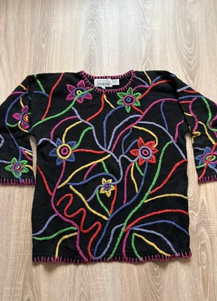 Pull Vintage multicolire fleurs neon motifs 80s style flashy, marque: Vintage Dressing, état: Très bon état, taille: L / 40 / 12, 20,00 €, 21,70 € Protection acheteurs incluse