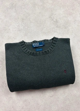 Pull d’hiver épais 100% coton à col rond Ralph Lauren gris logo brodé bordeaux - taille S, brand: Ralph Lauren, condition: Very good, size: S, €59.90, €63.60 includes Buyer Protection Pro