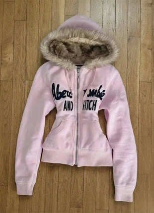 Sweat Zippé Abercrombie & Fitch Vintage Y2K Rose Capuche Fourrure Rare, marque: y2k, état: Très bon état, taille: M / 38 / 10, 75,00 €, 79,45 € Protection acheteurs incluse