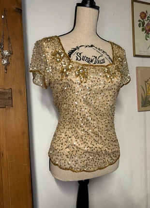 Magnifique top beige à paillettes sequins vintage taille 38/40 fêtes party, marke: Vintage Dressing, zustand: Sehr gut, größe: M / 38 / 10, 20,00 €, 21,70 € beinhaltet Vinted-Käuferschutz Pro