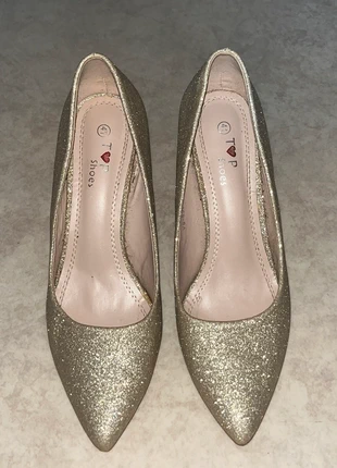 Chaussures pailletées dorés à talons, marque: TOP Shoes, état: Très bon état, taille: 41, 7,00 €, 8,05 € Protection acheteurs incluse