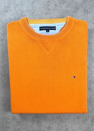 Pull col rond Tommy Hilfiger Logo Brodé | Taille L Homme | 100% Coton | Orange, marca: Tommy Hilfiger, estado: Muito bom, tamanho: L, €35.00, €37.45 inclui Proteção do Comprador Pro