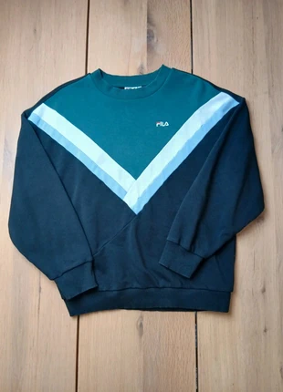 Sweatshirt Fila Col Rond Chevrons Color Block Vert Kaki Noir Blanc Bleu Taille M unisexe, brand: FILA, condizioni: Ottime, taglia: M / IT 42 / EU 38, €16.00, €17.50 include la Protezione acquisti
