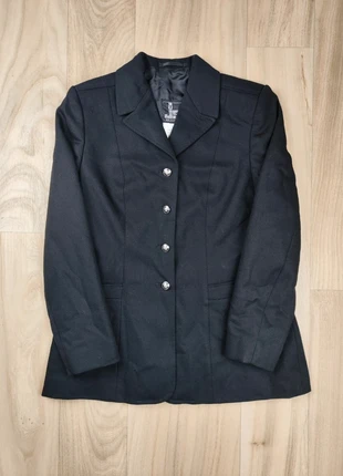 Blazer vintage, noir boutons couronne, J&S Made in England, style uniforme, cintré, taille L femme, merk: J&S, staat: Heel goed, maat: L / 40 / 12, € 12,00, € 13,30 inclusief Kopersbescherming Pro