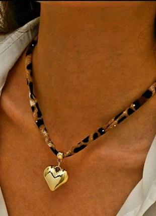 Statement ketting, luipaard met goud hartje. 48 cm, Nieuw, staat: Nieuw zonder prijskaartje, € 4,99, € 5,94 inclusief Kopersbescherming