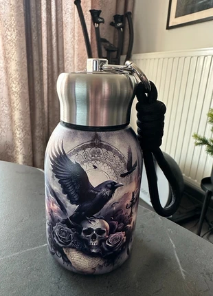 Gourde isotherme gothique corbeau & crâne – acier inox 316 – neuve, cadeau parfait !, marque: Witch, état: Neuf sans étiquette, 14,00 €, 15,40 € Protection acheteurs incluse