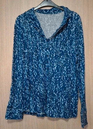 Femme : Blouse longues manches bleu et blanche boutonée à l’avant - taille 46 / 3XL, marca: Zeeman, estado: Muy bueno, tamaño: XXXL / 46 / 18, 3,80 €, 4,69 € Protección al comprador incluida