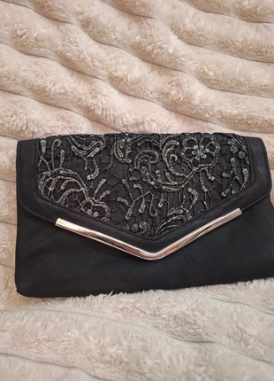 🖤 Elegant Black Clutch with Embroidered Detail & Silver Trim, brand: New Look, condition: Very good, €12.00, €13.30 includes Buyer Protection
