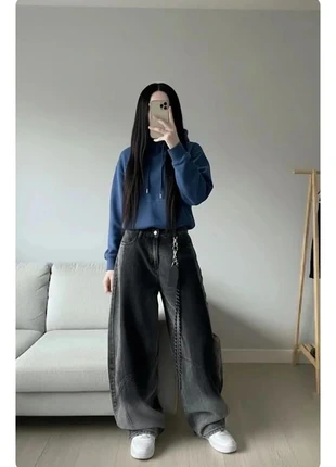 Pantalon jean large bicolore gris et noir, marque: Glamour, état: Très bon état, taille: S / 36 / 8, 34,00 €, 36,40 € Protection acheteurs (Pro) incluse