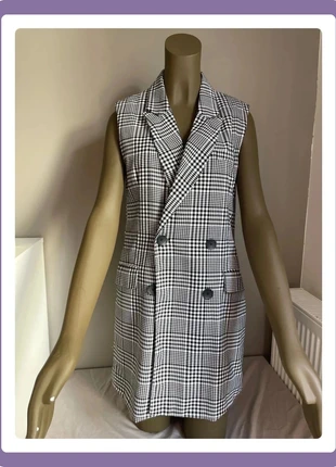 Blazer femme Stradivarius pied-de-poule long sans manches taille S, marca: Stradivarius, estado: Novo sem etiquetas, tamanho: S / 36 / 8, €12.00, €13.30 inclui Proteção do Comprador