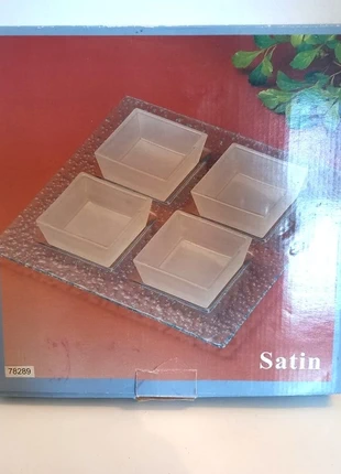 Service apéritif / verrines en verre dépoli – 4 coupelles + plateau, état: Bon état, 10,00 €, 11,20 € Protection acheteurs incluse