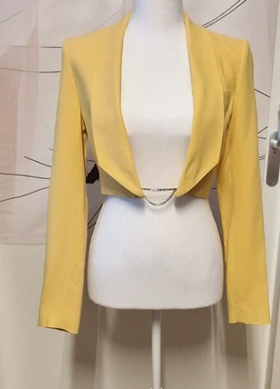 Cropped blazer with strass buttons, merk: Pinko, staat: Heel goed, maat: S / 36 / 8, € 25,00, € 26,95 inclusief Kopersbescherming