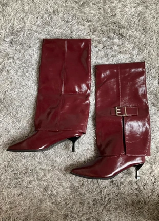 Burgundy leather pointed toe slouch knee boots, marke: Vintage Love, zustand: Sehr gut, größe: 40, 84,00 €, 88,90 € inklusive Vinted-Käuferschutz