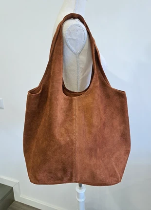 Carteira shopper em pele camel com 2 alças Borse in Pelle, marca: Borse in Pelle, estado: Novo sem etiquetas, €44.50, €47.43 inclui Proteção do Comprador