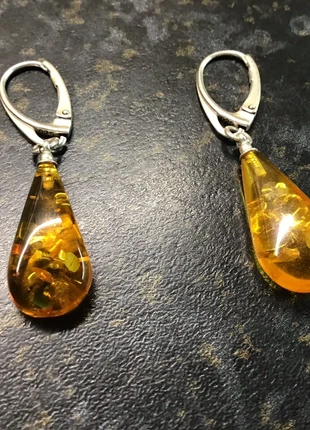 New silver amber earrings, brand: unbranded, condition: New without tags, £10.00, £11.20 includes Buyer Protection