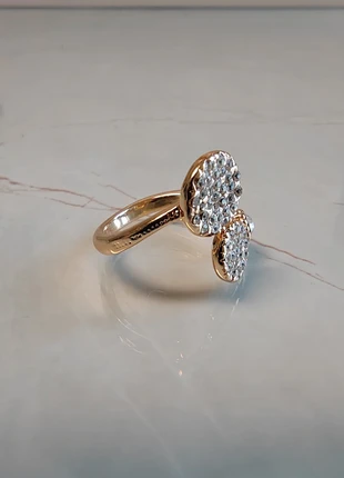 Bague Dorée – Double Pastille Incrustée, staat: Nieuw zonder prijskaartje, maat: Aanpasbaar, € 4,90, € 5,85 inclusief Kopersbescherming