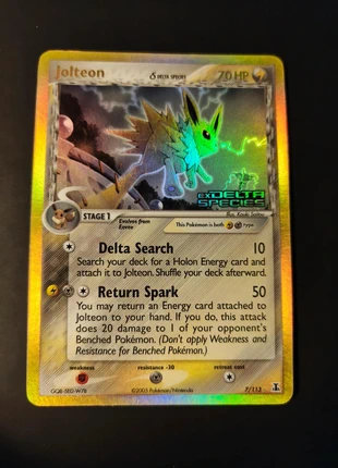 Jolteon Ex Delta Species 7/113, merk: Pokémon, staat: Heel goed, € 65,00, € 68,95 inclusief Kopersbescherming