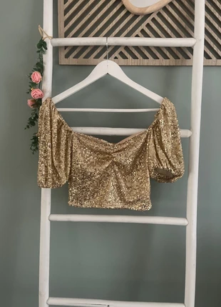 Crop top doré, marque: Miss Selfridge, état: Neuf avec étiquette, taille: S / 36 / 8, 6,50 €, 7,53 € Protection acheteurs incluse