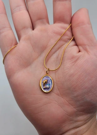 Stainless steel paarse dolfijntje ketting, merk: Boutiek, staat: Nieuw zonder prijskaartje, € 5,95, € 6,95 inclusief Kopersbescherming Pro