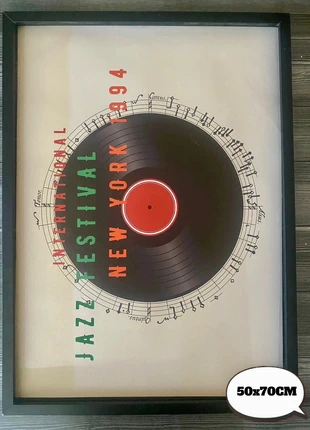 Affiche 50x70 cm toile imprimée type vinyles jazz, merk: Tendance, staat: Nieuw met prijskaartje, € 12,00, € 13,30 inclusief Kopersbescherming Pro