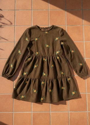 Robe marron brodée fleurs – taille S – style bohème chic automne, marque: Isoldea, état: Très bon état, taille: S / 36 / 8, 44,99 €, 47,94 € Protection acheteurs (Pro) incluse