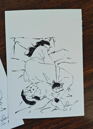 Lot 2 cartes postales femme et chat, marque: Les Carnets du Shashire, état: Neuf avec étiquette, 2,00 €, 2,80 € Protection acheteurs incluse