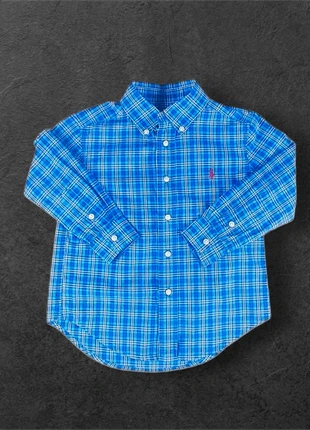 Chemise Ralph Lauren enfant 4T – Bleu à carreaux, 100% coton, logo brodé rouge, marque: Ralph Lauren, état: Très bon état, taille: 4 ans / 104 cm, 18,00 €, 19,60 € Protection acheteurs incluse