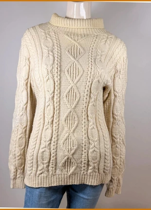 Irish Aran Wool Sweater – Traditional Fisherman Knit, Pure Wool 🇮🇪, marque: LAINE, état: Bon état, taille: M / 38 / 10, 15,90 €, 17,40 € Protection acheteurs incluse