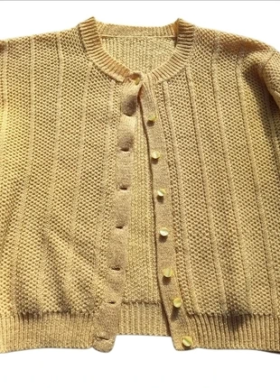 Cardigan vintage jaune laine tricot crochet gilet automne hiver maille lainage, brand: Vintage, condition: Very good, size: 4XL / 48 / 20, €15.00, €16.45 includes Buyer Protection