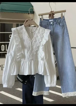 Blouse à volant blanche, marque: Boutique indépendante, état: Neuf sans étiquette, taille: M / 38 / 10, 32,00 €, 34,30 € Protection acheteurs incluse