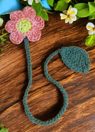 Marque Page fleur à 6 pétales , t3, melon fort, merk: Fait Main, staat: Nieuw zonder prijskaartje, € 3,00, € 3,85 inclusief Kopersbescherming