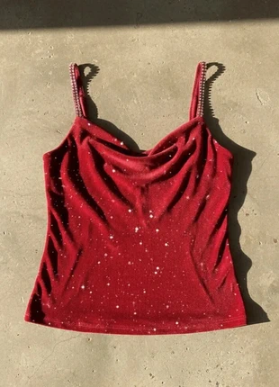 Débardeur Rouge Scintillant Glam – Soirée / Y2K / Chic Festif / Strass, condition: Very good, size: M / 38 / 10, €29.90, €32.10 includes Buyer Protection Pro