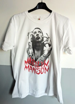 T-shirt bianca | Marilyn Manson, marke: nobrand, zustand: Sehr gut, größe: M, 13,00 €, 14,35 € beinhaltet Vinted-Käuferschutz Pro