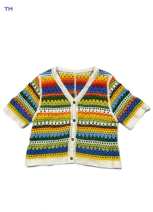 Cardigan crochet multicolore ajouré vintage taille S style bohème, brand: Vintage Dressing, condition: Very good, size: S / 36 / 8, €35.00, €37.45 includes Buyer Protection