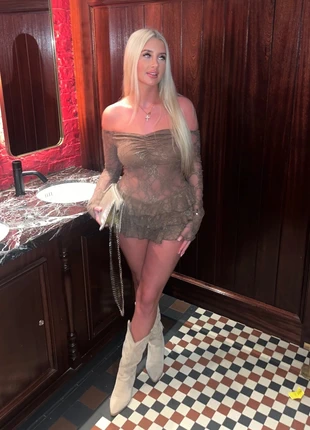 Pretty Little Thing Brown Lace Rara Dress, brand: PrettyLittleThing, condition: Very good, size: S / UK 8-10, £12.00, £13.30 includes Buyer Protection