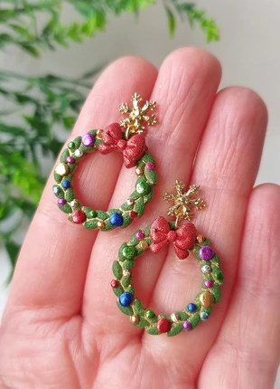 Boucles d'oreilles Couronne de Noël, marke: FIMO, zustand: Neu, 8,50 €, 9,63 € beinhaltet Vinted-Käuferschutz Pro