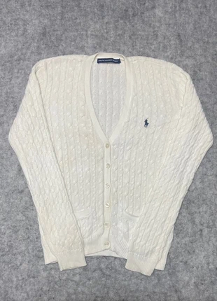 Cardigan Ralph Lauren Torsade 100% coton blanc logo brodé marine - L, marque: Ralph Lauren, état: Très bon état, taille: L / 40 / 12, 30,00 €, 32,20 € Protection acheteurs incluse