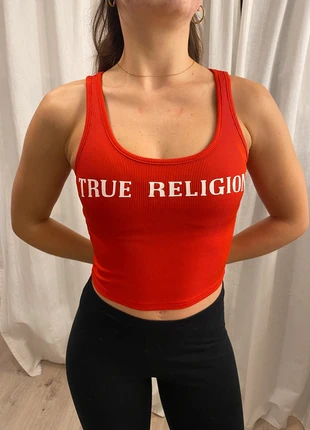 Tank top rouge imprimé graphique col rond, brand: COQUETTE, condition: Very good, size: XS / 34 / 6, €1.00, €1.75 includes Buyer Protection