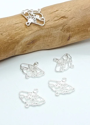 Lot de 5 connecteurs éventail en métal argenté (CO-11), marca: connecteurs, estado: Muito bom, €1.00, €1.75 inclui Proteção do Comprador Pro