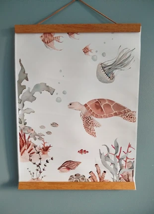 Affiche A3 - Poster thème océan mer tortue méduse, staat: Heel goed, € 8,00, € 9,10 inclusief Kopersbescherming Pro