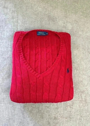 Pull Ralph Lauren torsadée | Taille M | rouge logo noir, marque: Ralph Lauren, état: Très bon état, taille: M / 38 / 10, 55,00 €, 58,45 € Protection acheteurs (Pro) incluse