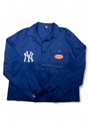 Detroit Workjacket raw edge indigo chore vintage embroidery New York Yankees - Blue navy M/L, marca: Vintage Dressing, estado: Muito bom, tamanho: L, €35.00, €37.45 inclui Proteção do Comprador