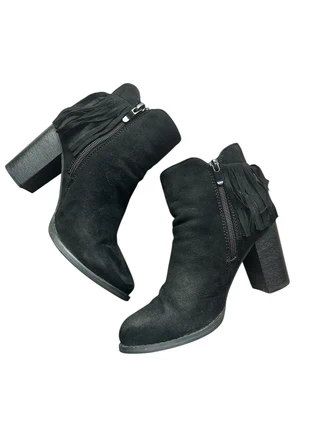Bottines Noires Franges Daim Taille 37 - Talon Carré Confortable - Boho Chic, état: Très bon état, taille: 37, 10,00 €, 11,20 € Protection acheteurs incluse