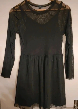 Robe noire transparente avec doublure XS élégante et tendance, marca: Kiabi, estado: Muito bom, tamanho: XS / 34 / 6, €8.00, €9.10 inclui Proteção do Comprador