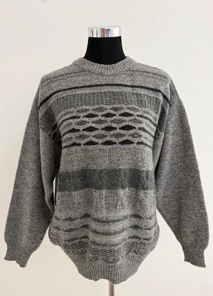 Vintage Wollpullover aus Italien – Grau mit Strukturmuster – M, marque: Vintage Love, état: Très bon état, taille: M / 38 / 10, 20,00 €, 21,70 € Protection acheteurs incluse