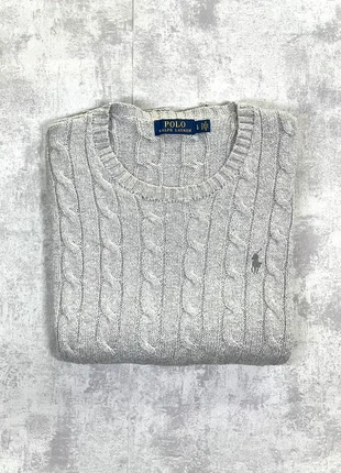 Pull Ralph Lauren torsadé gris avec logo gris 🩶, marque: Ralph Lauren, état: Très bon état, taille: L / 40 / 12, 65,00 €, 68,95 € Protection acheteurs incluse